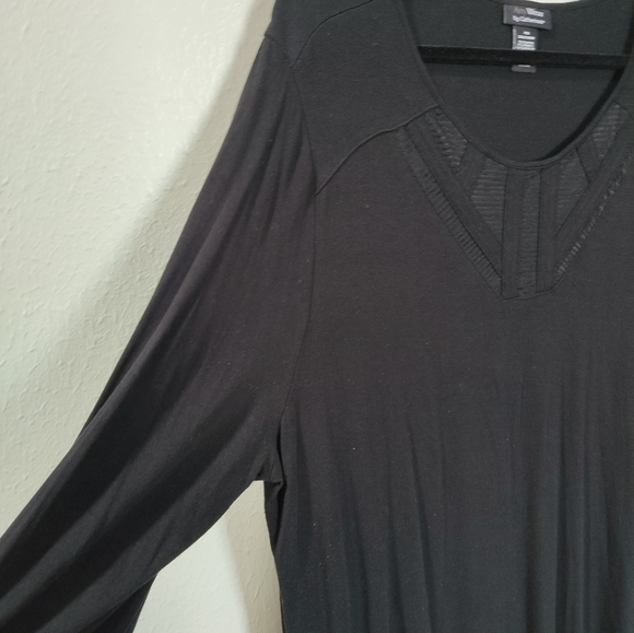 Catherines Anywear Stretch Knit Soft Tunic Blouse 26W/28W Long Plus Black Top - Picture 7 of 9
